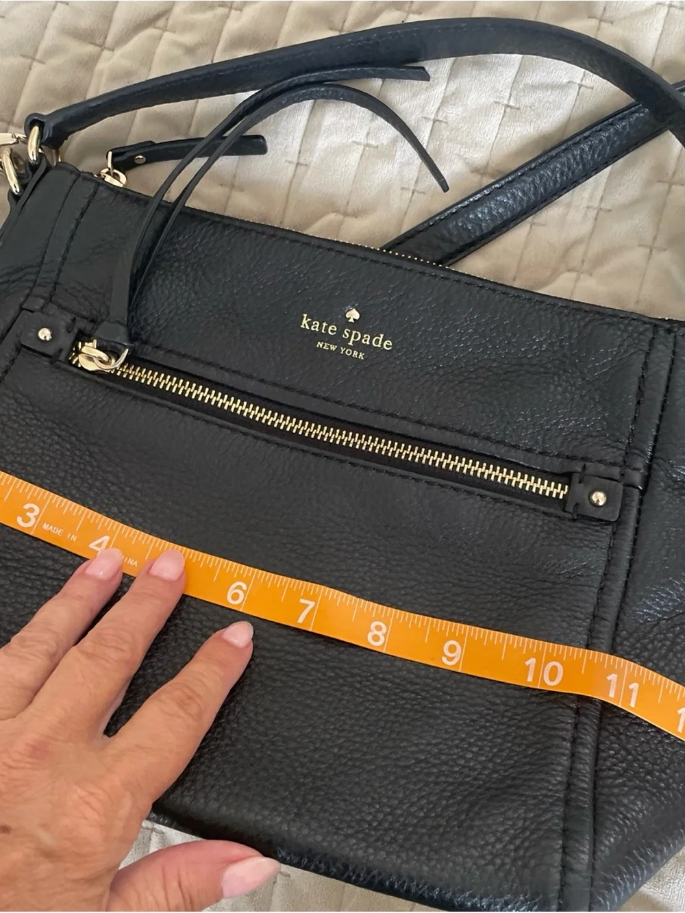 kate spade Black Pebbled Leather Crossbody with Gold Hardware
